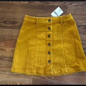 New Forever 21 yellow corduroy  mod mini skirt S